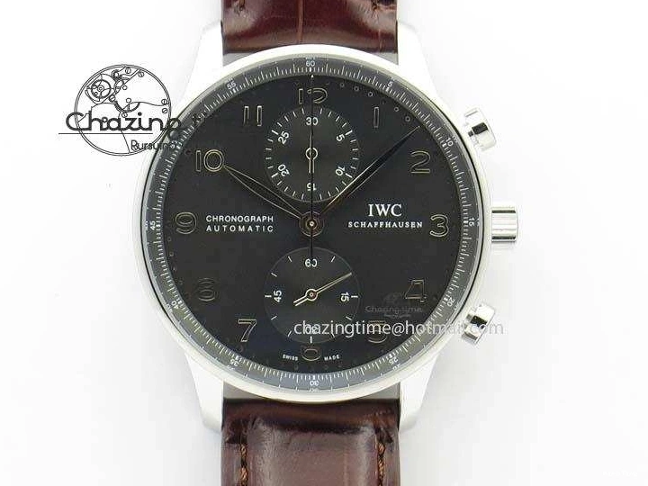 MIROTIME 0719 Supportive Portuguese Chrono IW371431 ZF 1:1 Best Edition Gray Dial On Brown Leather Strap A79350 (Slim Movement) 7261